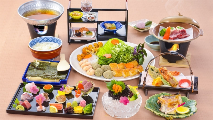 【夕食・朝食付】生雲丹・特大車海老天婦羅・若狭ぐじ塩焼き付　若狭地魚手巻き寿司 特選御膳｜5月まで